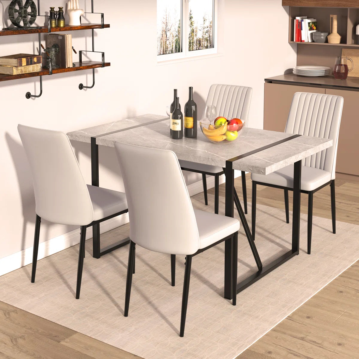 Modern Rectangular Dining Table 55” MDF Metal