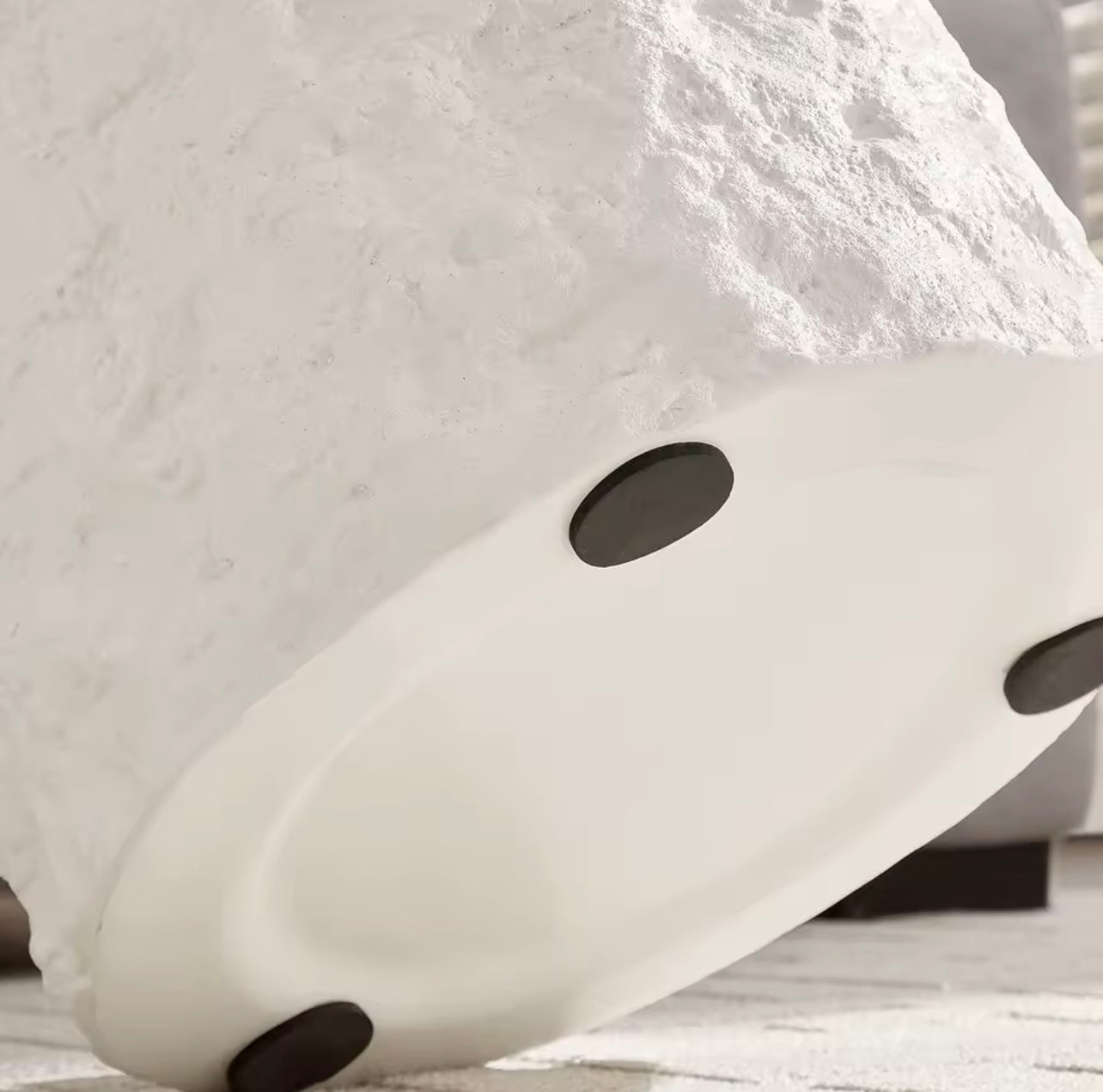 Round Cement Stone Drum Coffee Table, Fiberglass Faux Marble Finish