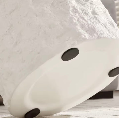 Round Cement Stone Drum Coffee Table, Fiberglass Faux Marble Finish