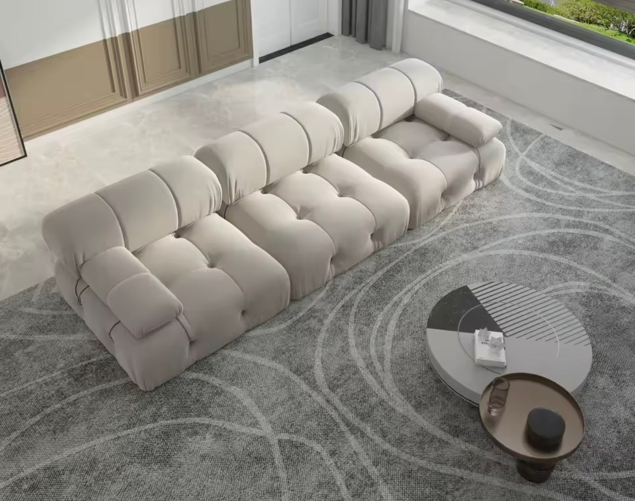 Minimalist Velvet 3 Seater Convertible Modular Sofa