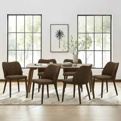 Set of 4 Leather Dining Chairs, Mid Century Upholstered Dining Chairs