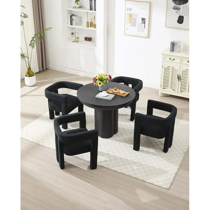 Set of 2 Modern Upholstered Black Teddy Accent Dining Chairs