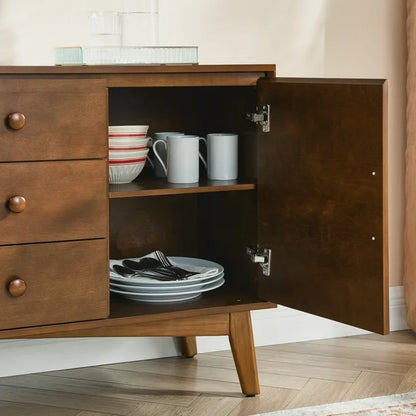 Walnut Mid-Century Modern Buffet Sideboard