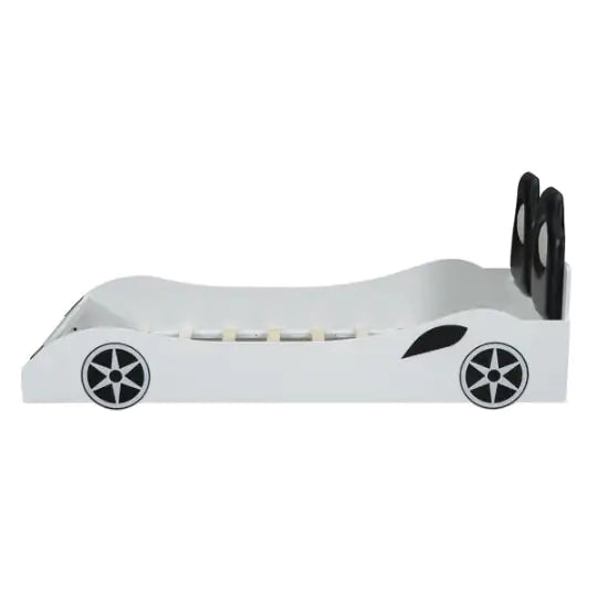 LED Race Car Bed, Twin Platform Bed with Upholstered Headboard
