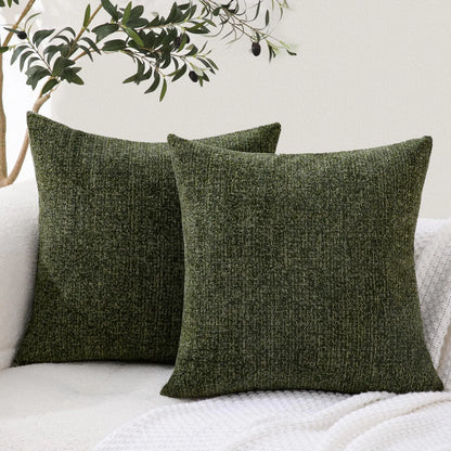 Olive Green Textured Throw Pillow Covers 20x20 Set