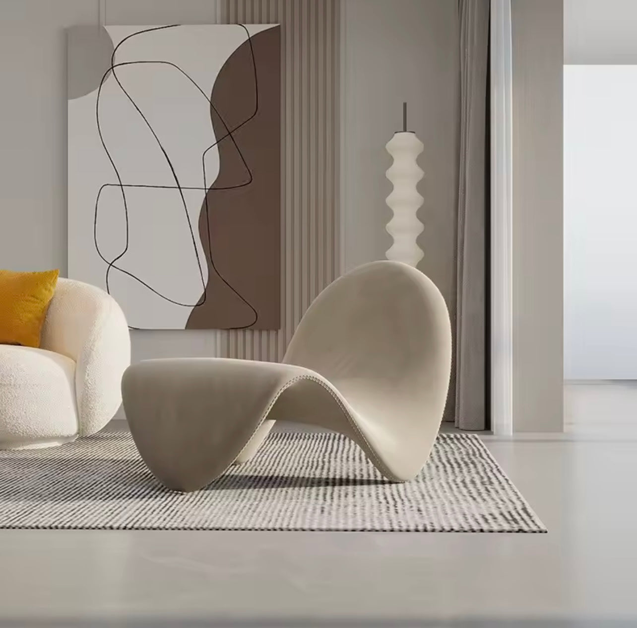 Modern Orange Luxury Flannel Creative Accent Chair