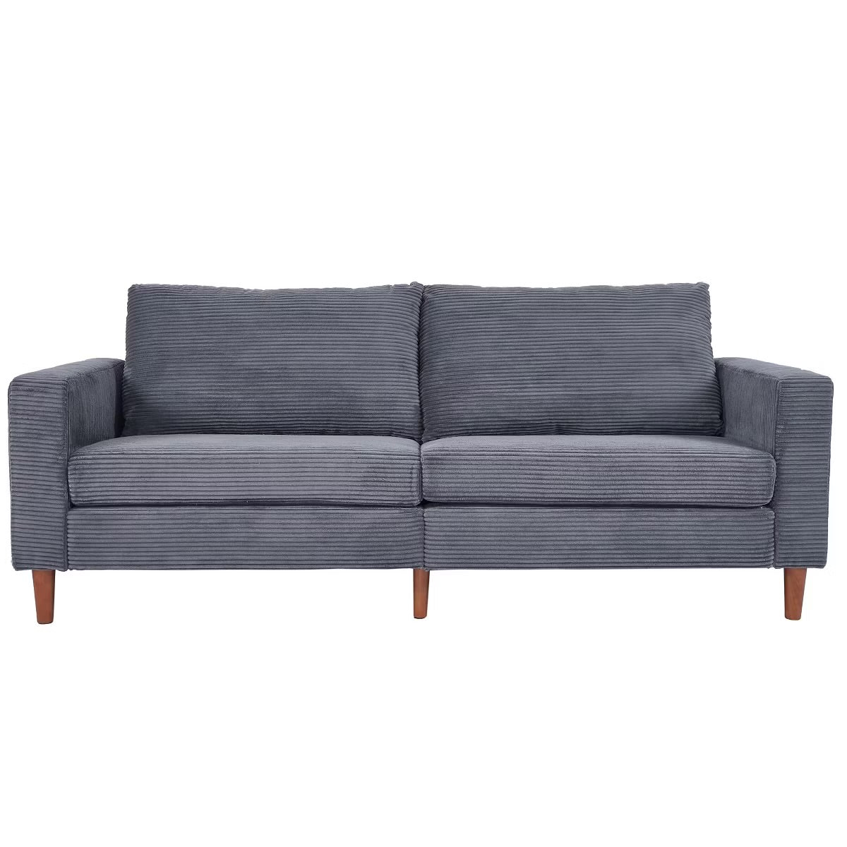 Grey Loveseat - Linen Sofa - Small Sofa with Cushions
