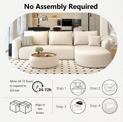 111” L-Shape Modern Modular Curved Sectional Sofa, Cloud Comfort