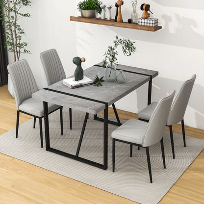 55" Modern Rectangular Dining Table, Gray Dining Table