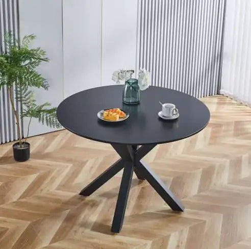 Modern Black Round Pedestal Dining Table