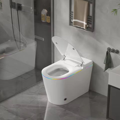 LED Smart Bidet Toilet, Heated Seat, Auto Lid, Warm Air Dryer, Adjustable Wash, Self-Cleaning Nozzle