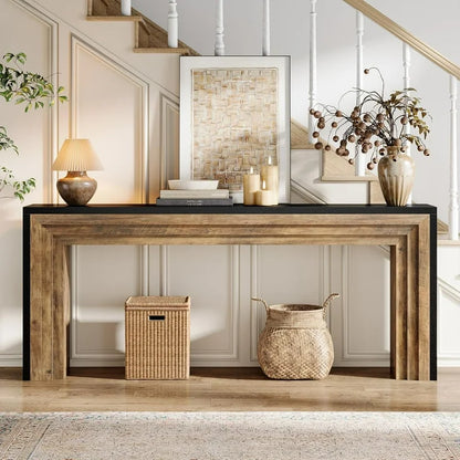 Long Modern Console Table, 70.9” Natural Wood Entryway Table