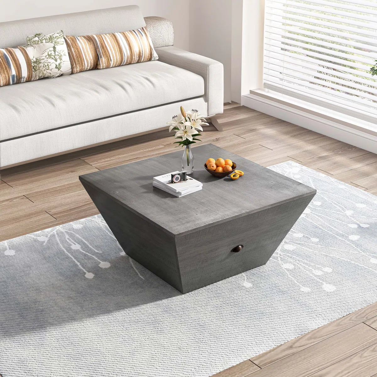 Gray Ladder Shaped Coffee Table – Modern Coffee Table with Storage