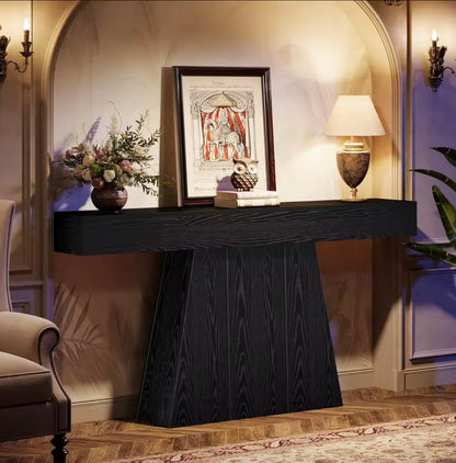 63” Black Farmhouse Console Table, Long Narrow Entryway Table