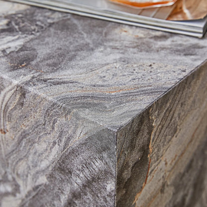 Textured Modern Coffee Table, MDF Table for Small Spaces