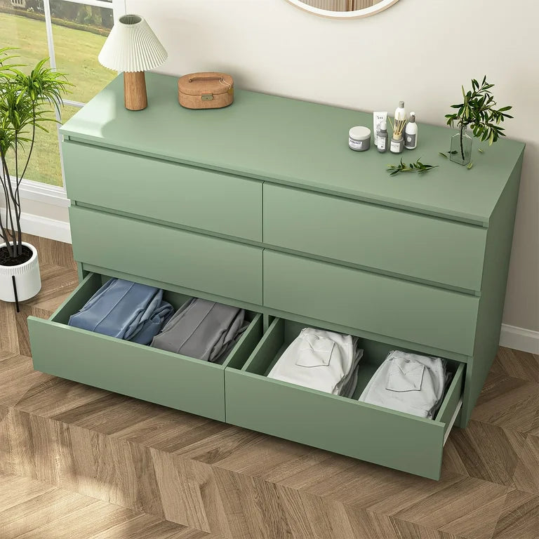 Modern 6-Drawer Green Dressing Table