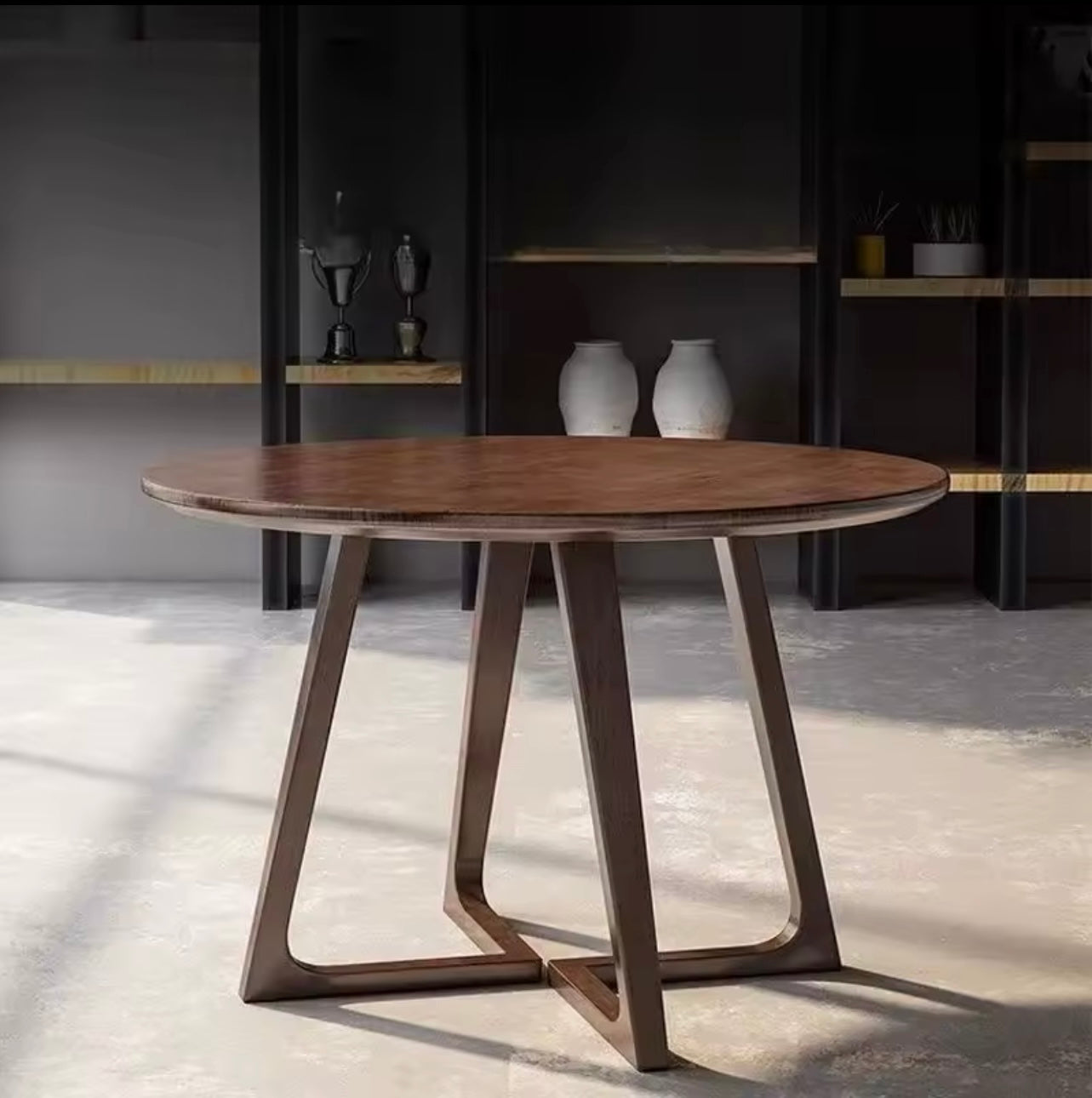 Nordic Solid Wood Round Dining Table with V-Shaped Legs