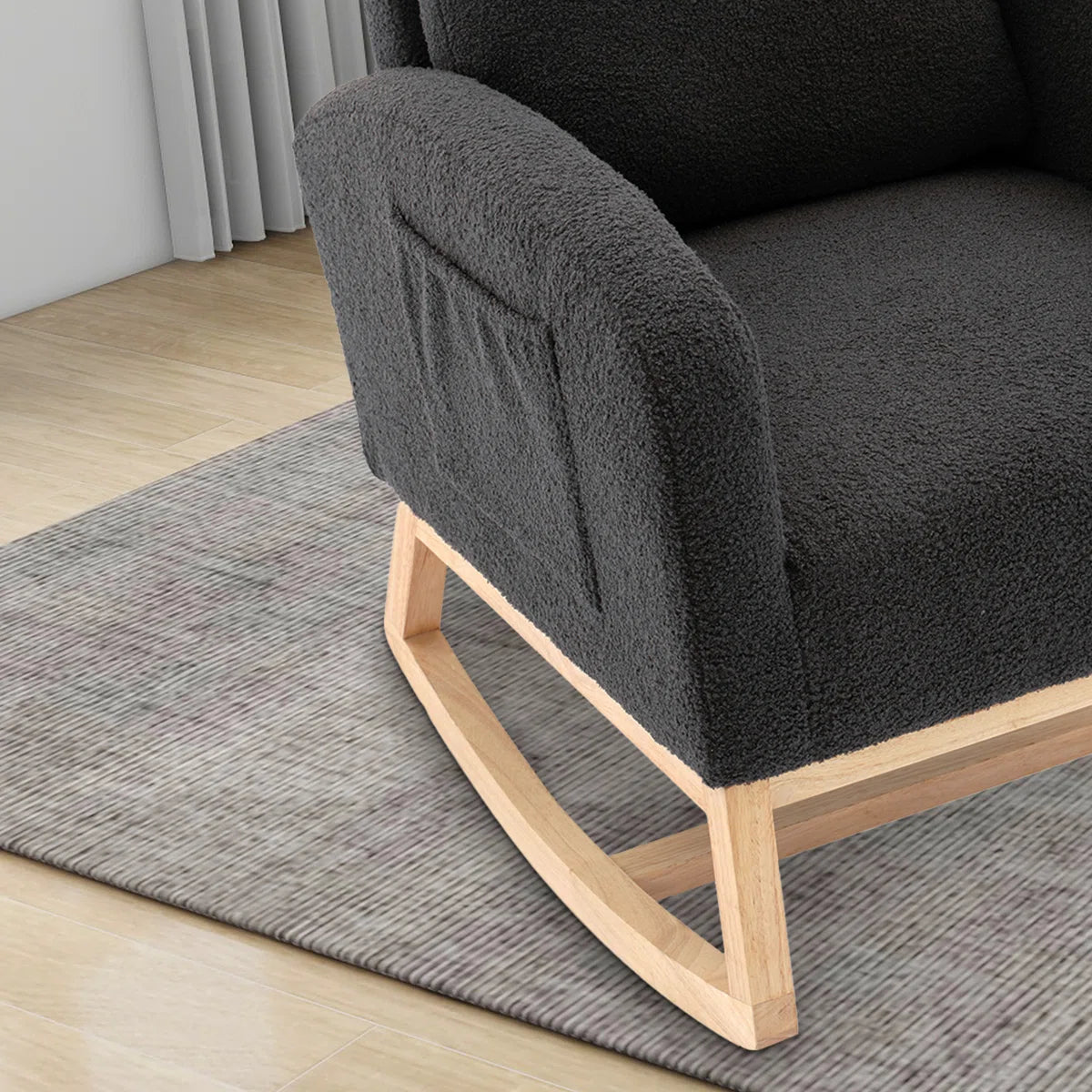 Modern High-Back Rocking Armchair, Dark Gray