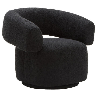 Oliveto Black Boucle Fabric Revolving Armchair