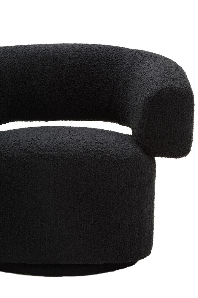 Oliveto Black Boucle Fabric Revolving Armchair