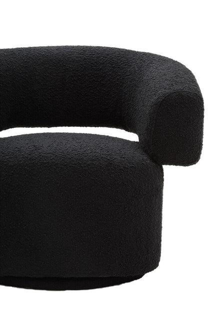 Oliveto Black Boucle Fabric Revolving Armchair