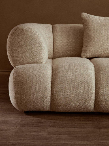 Ordona Cream Linen Fabric 3 Seater Sofa