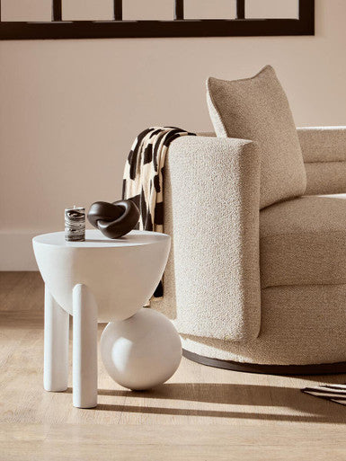 Walsa Whitewash Mango Wood Ball Detail Side Table