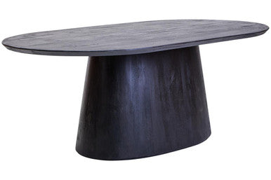 Perdoba Oval Mango Wood Black Finish Dining Table