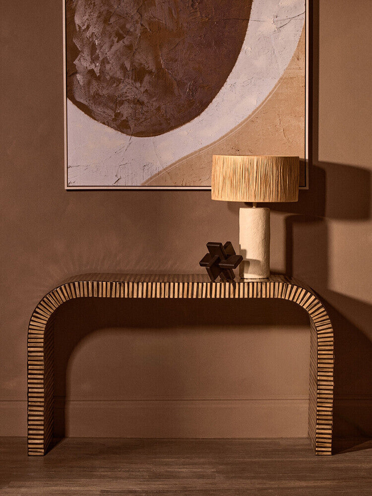 Bambusa Bamboo Inlay Curved Console Table