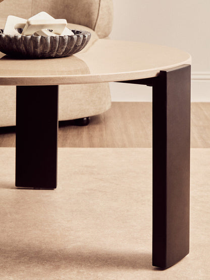 Palermo Round Cream Marble Top Large Coffee Table