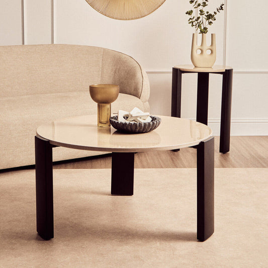 Palermo Round Cream Marble Top Large Coffee Table