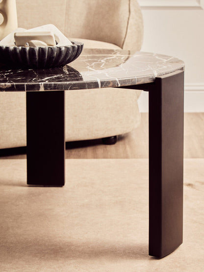 Palermo Round Black Marble Top Large Coffee Table