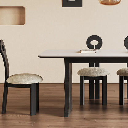 Black Ripple Rock Dining Table with White Wax Wood