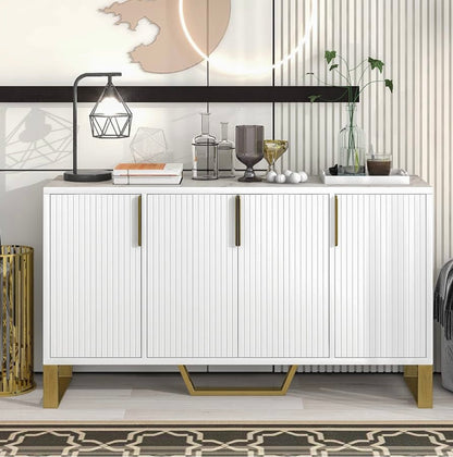 White Modern 4-Door Sideboard Buffet Cabinet
