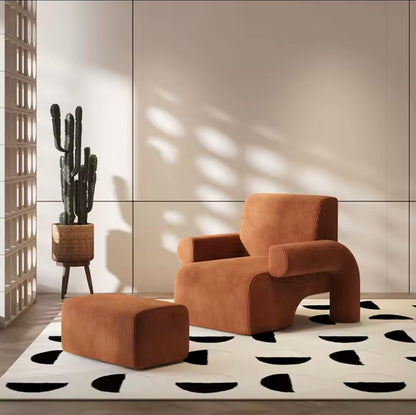 Corduroy Fabric Armchair, Modern Lambswool Accent Chair