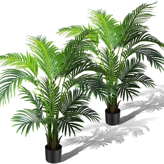 Set of 2 Artificial Palm Trees – 4FT Faux Tropical Plants
