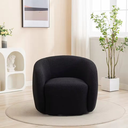 Modern 360 Degree Swivel Accent Chair, Velvet Barrel Side Chair, Black