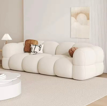 Cream Matte Velvet Loveseat Sofa for Small Living Rooms