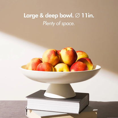 White Concrete Pedestal Fruit Bowl – Large