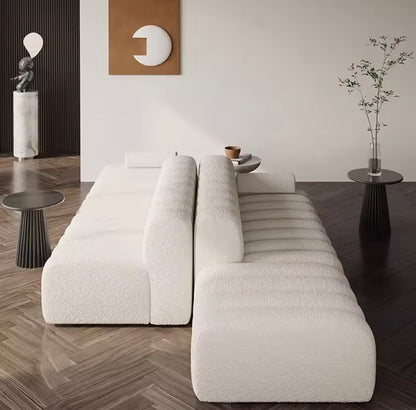 Mid Century Lambswool Sofa Sectional in White