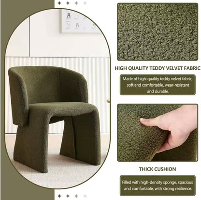 Set of 4 Barrel Dining Chairs, Teddy Velvet Upholstered Accent Chairs