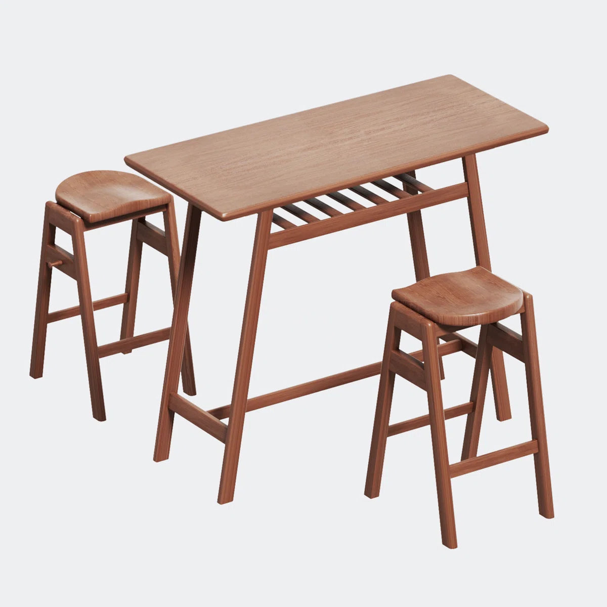 3-Piece Retro Pub Dining Set with Shelf & Hooks