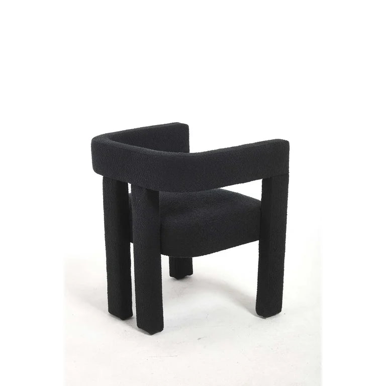 Set of 2 Modern Upholstered Black Teddy Accent Dining Chairs