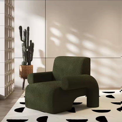 Corduroy Fabric Armchair, Modern Lambswool Accent Chair