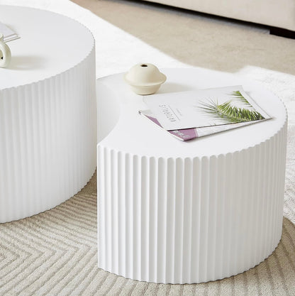 Set of 2 Round and Half-Moon MDF Nesting Coffee Tables