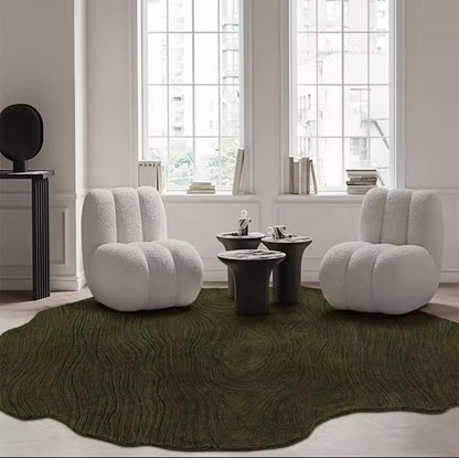 Handmade Irregular Wool-Blend Green Area Rug