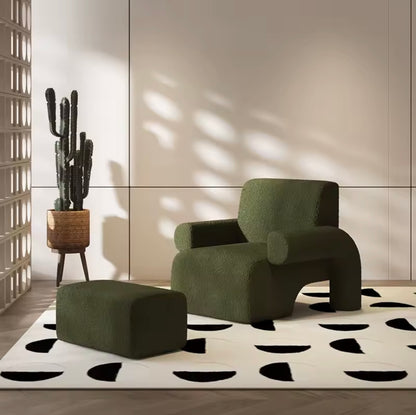 Corduroy Fabric Armchair, Modern Lambswool Accent Chair