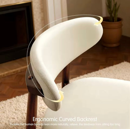 Set of 2 Beige Curved Back Dining Chairs Ergonomic Upholstered Seats