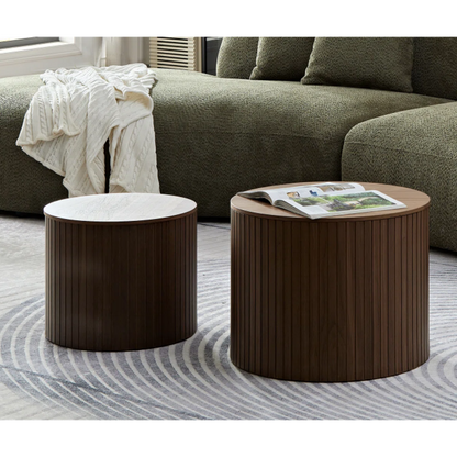 Set of 2 Modern Coffee Tables, Brown Nesting Coffee Table