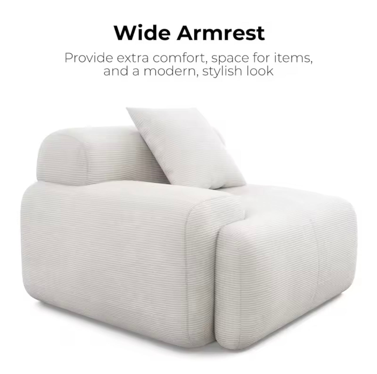 118” L-Shaped Modular Sectional Sofa 3-Seater, Corduroy Beige Couch